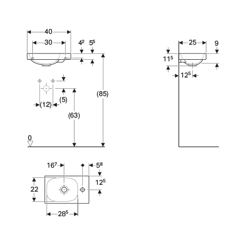 GEBERIT ACANTO LAVABO 400x250 DESNO  500.635.01.2 3