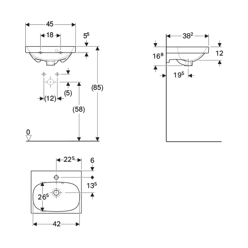 GEBERIT ACANTO LAVABO 450x382  500.636.01.2 2