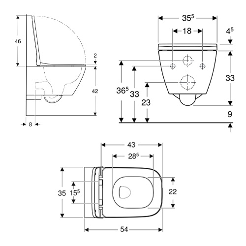 GEBERIT  SMYLE SET WC ŠOLJA I WC DASKA RIMFREE  500.683.00.2 3