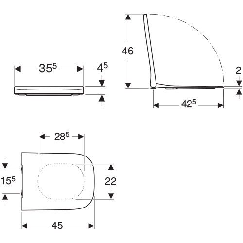 GEBERIT SMYLE SQUARE WC DASKA SLIM SOFTCLOSE  500.687.01.1 2