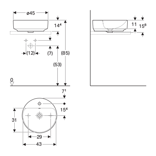 GEBERIT VARIFORM LAVABO OKRUGLI 45cm  500.769.01.2 2