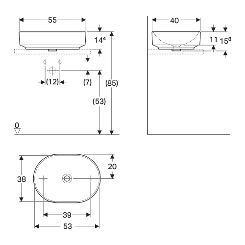 GEBERIT VARIFORM LAVABO ELIPSASTI 55cm  500.774.01.2 2