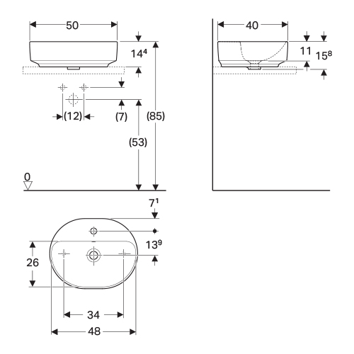 GEBERIT VARIFORM LAVABO ELIPSASTI 50cm  500.775.01.2 2