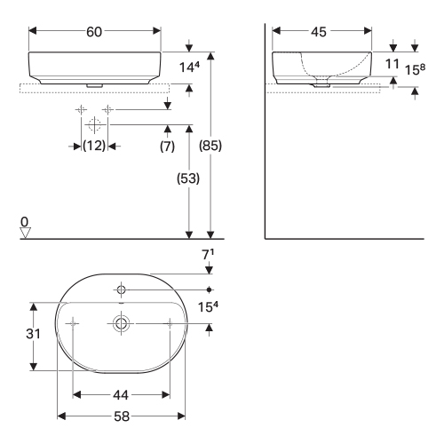 GEBERIT VARIFORM LAVABO ELIPSASTI 60cm  500.777.01.2 2