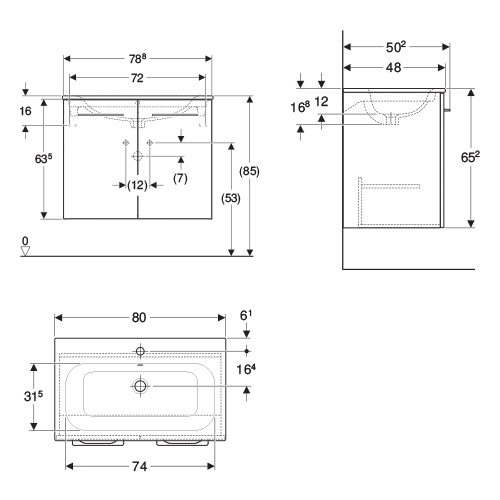 GEBERIT SELNOVA SQUARE LAVABO SA ORMARIĆEM, DVOJE VRATA, BELI SJAJ, 80cm  501.256.00.1 2