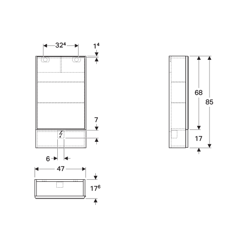 GEBERIT SELNOVA SQUARE ORMARIĆ SA OGLEDALOM SA JEDNIM VRATIMA, LAVA MAT, 47 cm  501.413.JK.1 2