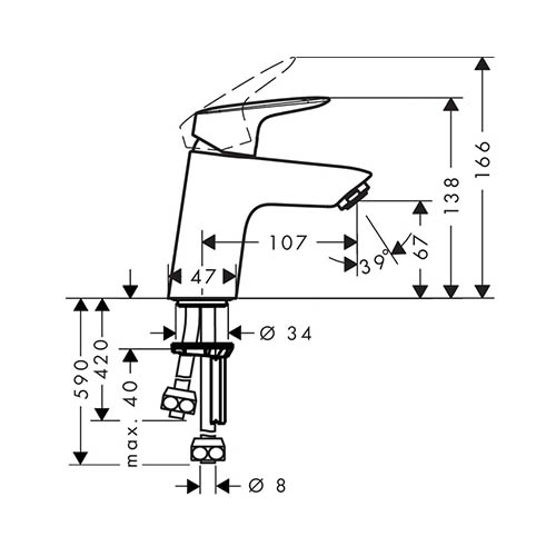 HANSGROHE LOGIS ZA LAVABO  70 3 CEVI SA NADSKLOPOM  71074000 2