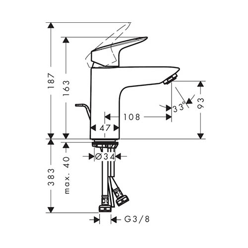 HANSGROHE LOGIS ZA LAVABO 100 COOLSTART SA NADSKLOPOM  71102000  2