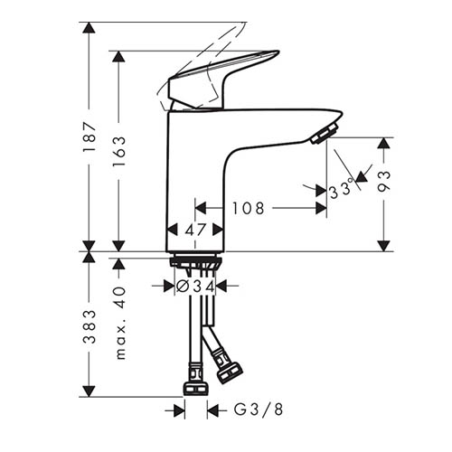 HANSGROHE LOGIS ZA LAVABO 100 SA NADSKLOPOM  71107000 2