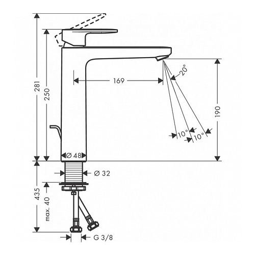 HANSGROHE VERNIS BLEND ZA LAVABO 190 CRNA MAT SA NADSKLOPOM  71552670 5