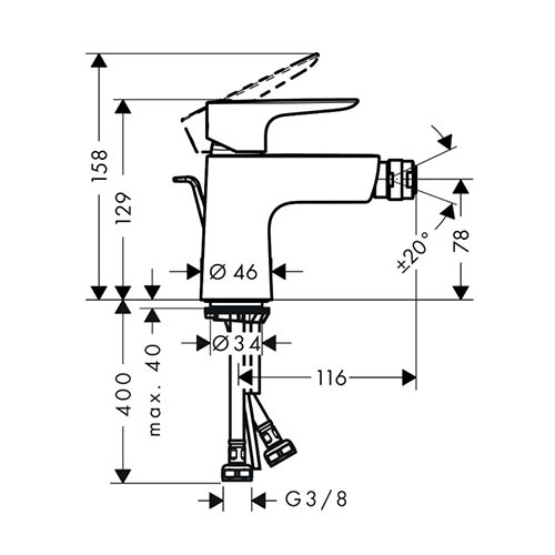 HANSGROHE TALIS E ZA BIDE SA NADSKLOPOM  71720000 2