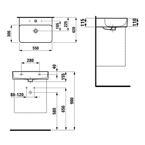 LAUFEN VAL LAVABO 55 x 42  1028.2 3