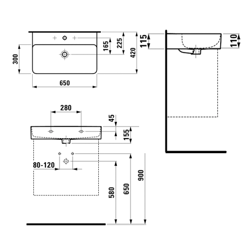 LAUFEN VAL LAVABO 65 x 42  1028.4 2