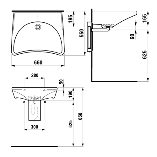 LAUFEN REHAB INVALIDSKI LAVABO 66 x 55  8106030001041 3