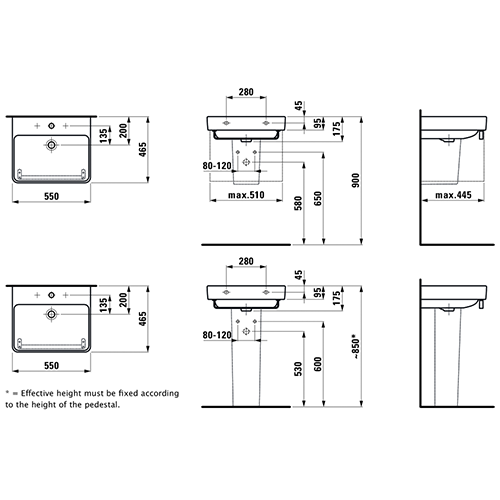 LAUFEN PRO S LAVABO 55 x 46.5  1096.2 4