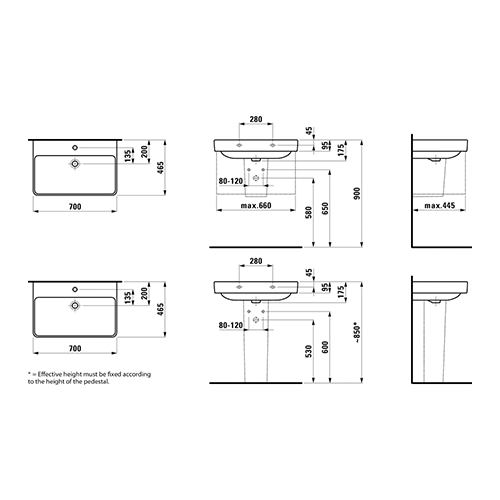 LAUFEN PRO S LAVABO 70 x 46.5  1096.7 2