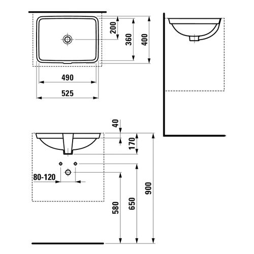 LAUFEN PRO S LAVABO 49 x 36 PODGRADNI  1196.0 2