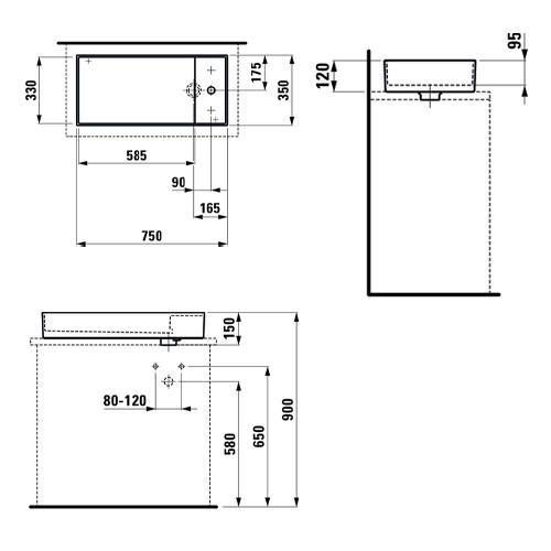 LAUFEN KARTELL LAVABO 750 x 350  8123320001111 3