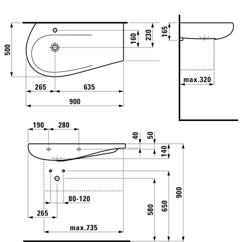 LAUFEN ALESSI ONE LAVABO 90x50 DESNI, SA RUPOM  8149754001041 3