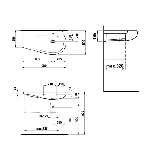 LAUFEN ALESSI ONE LAVABO 90x50 LEVI, SA RUPOM  8149764001041 3