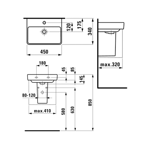 LAUFEN PRO S LAVABO 45 x 34  1596.1 3