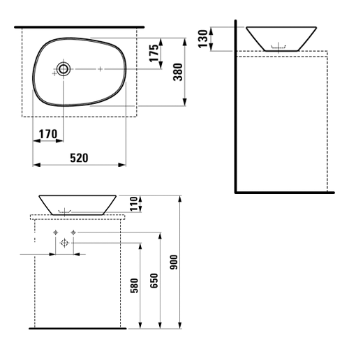 LAUFEN PALOMBA LAVABO 52 x 38  1680.2 3