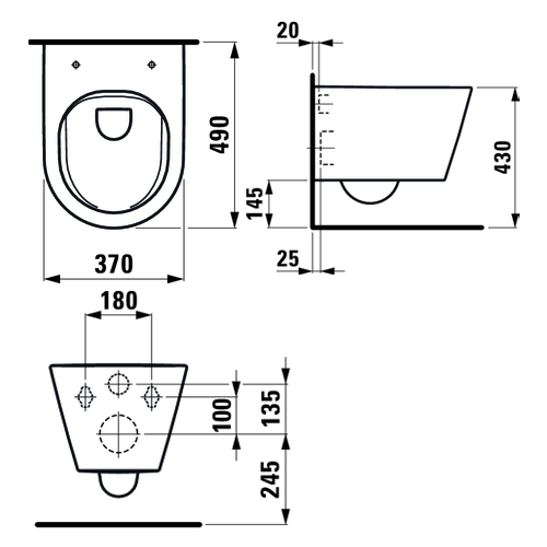 LAUFEN KARTELL WC ŠOLJA KONZOLNA COMPACT RIMLESS  8203330000001 5