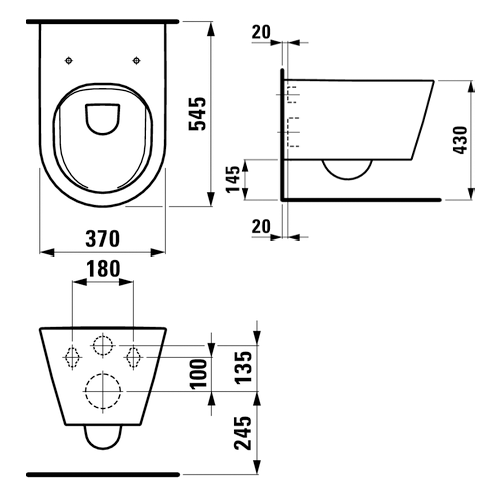 LAUFEN KARTELL WC ŠOLJA KONZOLNA RIMLESS  8203370000001 5