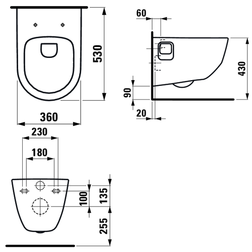 LAUFEN PRO WC ŠOLJA KONZOLNA RIMLESS  2096.4 3