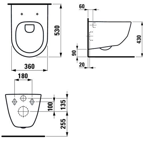 LAUFEN PRO WC ŠOLJA KONZOLNA RIMLESS  2096.6 3