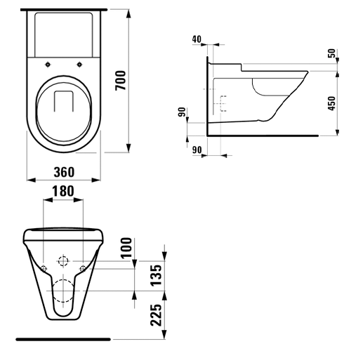 LAUFEN LIBERTYLINE INVALIDSKA WC ŠOLJA KONZOLNA  8.2147.0 2