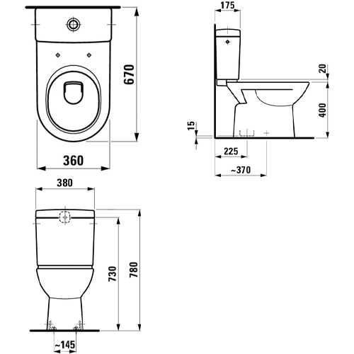 LAUFEN PRO WC ŠOLJA ZA MONOBLOK SIMPLON  2495.7 4