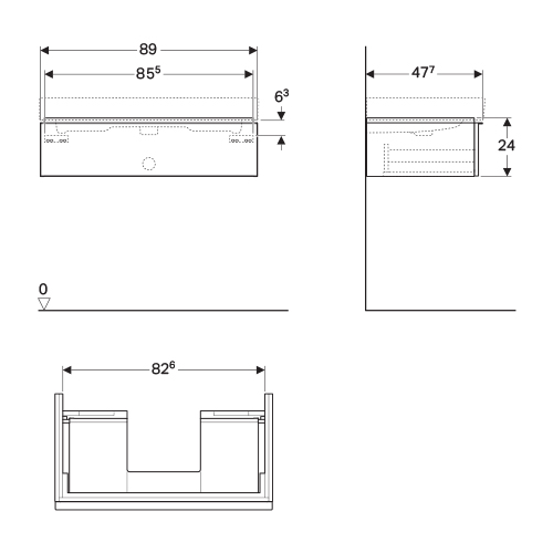 GEBERIT ICON ORMARIĆ ZA LAVABO SA JEDNOM FIOKOM/89x24x47,7  841292000 3