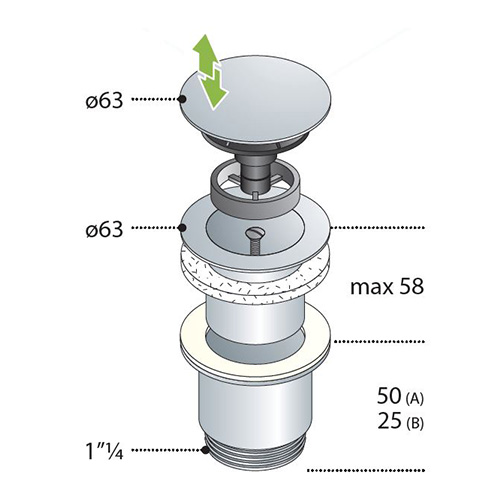 TEA NADSKLOP ZA LAVABO KLIK SA ŠRAFOM  8532.312.5 2