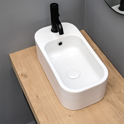 AXA COSA MINI LAVABO KONZOLNI LEVI 480x250 BELI  8610301L 3