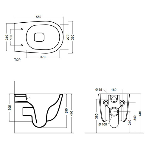 AXA EVA WC ŠOLJA KONZOLNA RIMLESS BELA  8801001 4