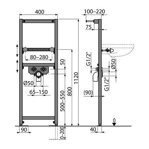 ALCA PLAST MONTAŽNI ELEMENT ZA LAVABO A104/1120 2