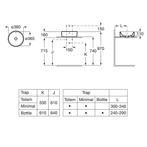 ROCA GAP LAVABO NADGRADNI 390X130  A3270MJ000 2