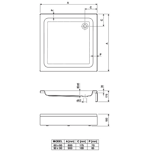 AQUAESTIL TUŠ KADA PROJECTA SA OBLOGOM 90 x 90 cm  6070028 3