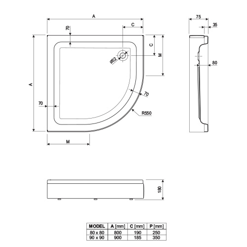 AQUAESTIL TUŠ KADA PROJECTA R80 SA OBLOGOM  6070048 3