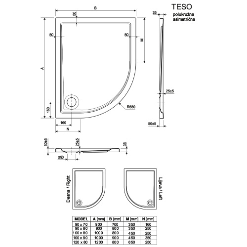 AQUAESTIL TUŠ KADA TESO 120 x 80 cm LEVA  6034620 3