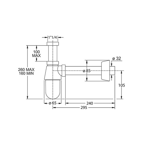 BONOMINI PODSKLOP SIFONA ZA LAVABO 5/4" ČAŠA ABS  0570EC25K7 2