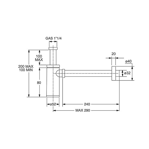 BONOMINI PODSKLOP SIFONA ZA LAVABO 5/4" ABS "KING" 0595EC25K7  2