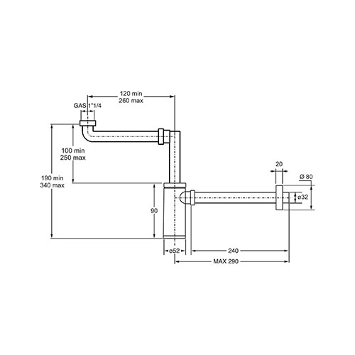 BONOMINI PODSKLOP SIFONA ZA LAVABO 5/4" BELI INVALIDSKI  2795SP32B0  2