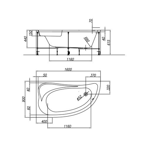 KOLPA SAN KADA CALANDO-D 160x90/O 570760+539680 4