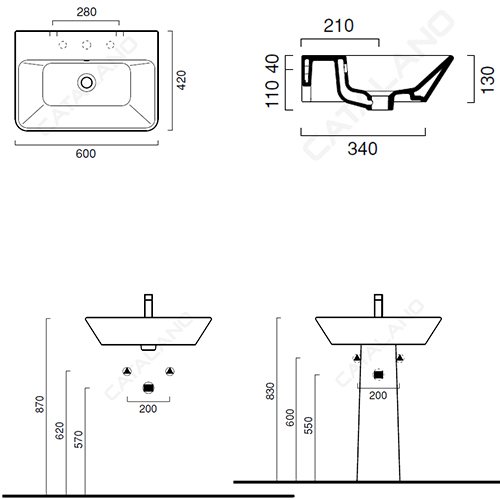 CATALANO PROIEZIONI LAVABO 60X42  60PR 2