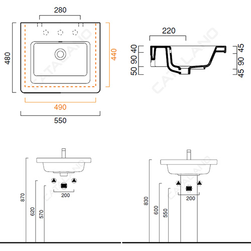 CATALANO NEW LIGHT LAVABO 55x48  155LI00 2