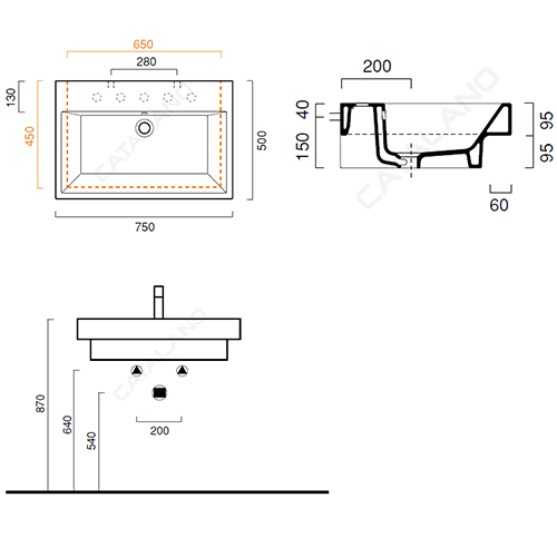 CATALANO ZERO LAVABO 75x50  75ZE 2