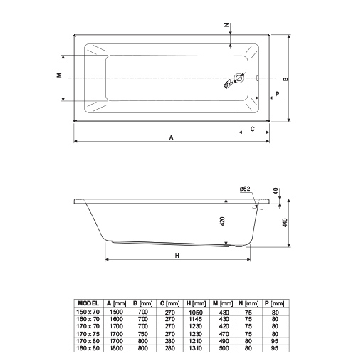 AQUAESTIL KADA COMO 160 x 70 cm  6024780 3