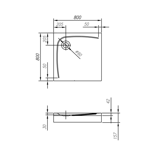 KOLPA SAN TUŠ KADA EVELIN TRAY Q 80x80  593290 4